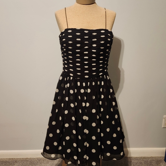 Chetta B Strapless Black and White Polka Dot Dress - Picture 1 of 6